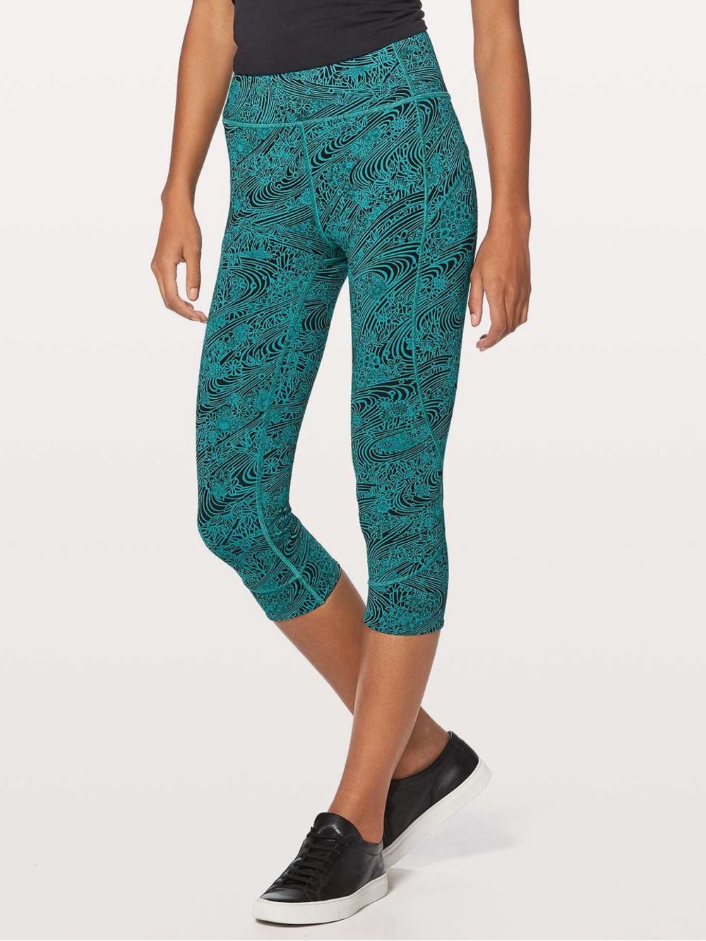 Lululemon In Movement Crop *Everlux 19”- Kitakami Spirit Green Black Leggings